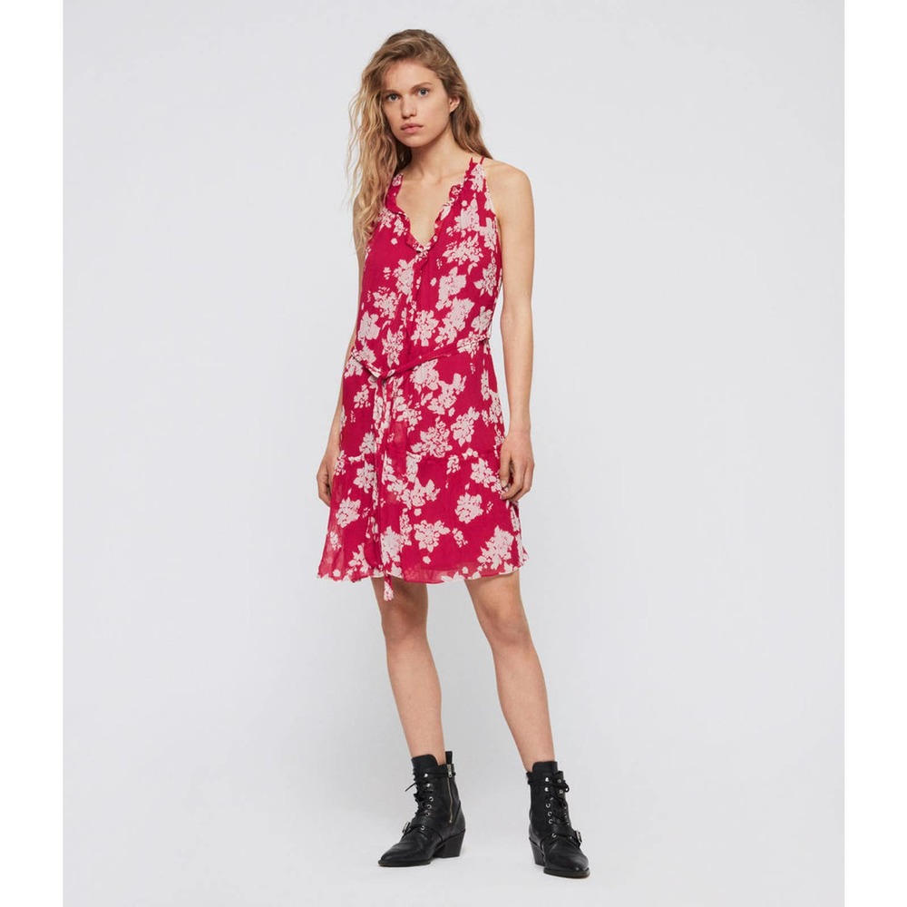 All Saints Maisie Lea Ruffle Pink Dress XS